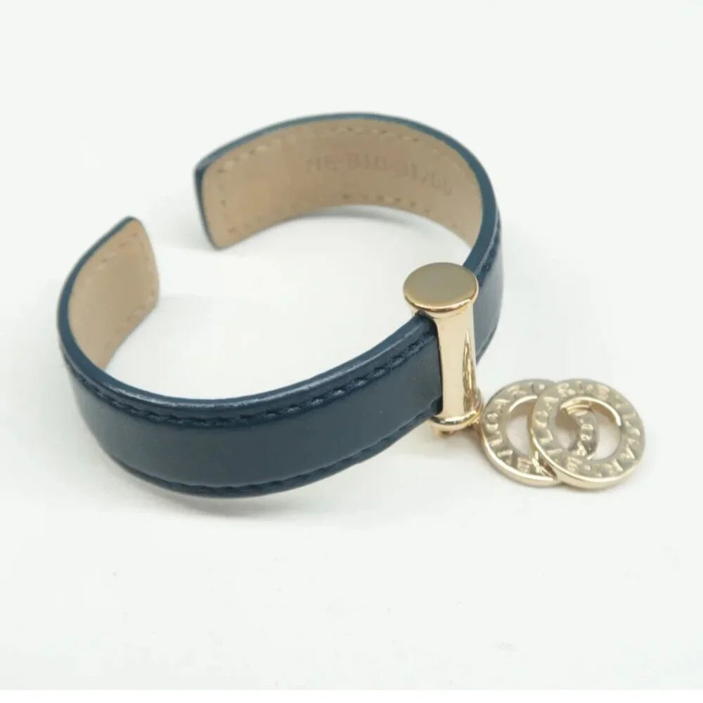 100% Authentic BVLGARI Leather Tag Cuff Bracelet - Picture 2 of 12